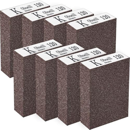 HXJDAM 8 esponjas de lijado, esponja de lija de madera, grano 120, papel de lija de madera, lavable y reutilizable para pulir diferentes materiales