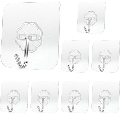 GZYULAN 8 Piezas Colgadores Adhesivos Resistentes,Ganchos Adhesivos Para Pared,Gancho Adhesivo Pared,Gancho pared Adhesivo,Enganches Pared,Max 20KG,Sin Taladrar,para Toallas,Llaves,Ropa