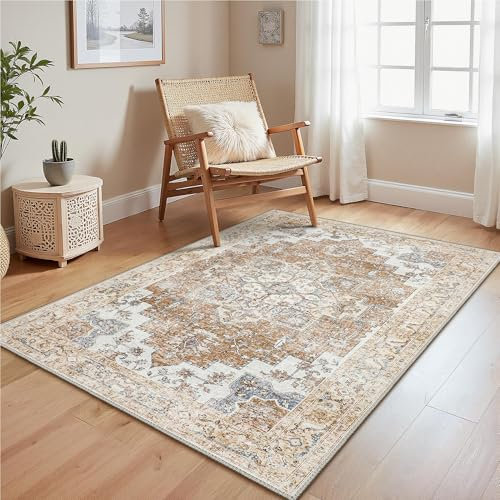 GENIMO Vintage Rugs for Living Room 80x150cm, Machine Washable Area Rugs with Non-Slip Backing, Low-Pile Rugs for Kitchen, Dining Room