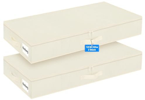 Huquter Unterbett Aufbewahrungsbox 2er Set, Faltbare Unterbett Aufbewahrung mit Deckel, Stabil & Wasserdicht, 3 Griffe & Doppelreißverschluss, Ideal für Niedrigbetten, Wohnungen & Sofas, 85×40×12 cm