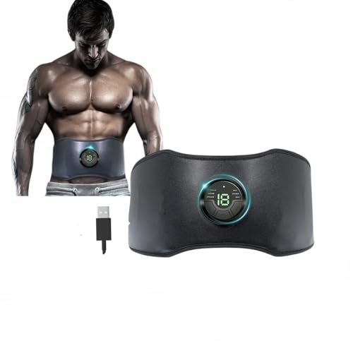 Zilynhom EMS Muscle Stimulator Belt - 6 modalità, 18 Livelli di intensità, 118 cm Regolabile ABS Trainer per Addome e Pancia Dimagrimento, Cintura tonificante per Addominali Wireless Ricaricabile