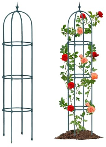 Rankgitter Metall, 150CM Rankhilfe Rosen Rankhilfe für Kletterpflanzen U-förmiges Rosen Rankhilfe Rosenstütze Rankhilfe Zimmerpflanzen Pflanzenstütze Pflanzen Rankhilfe für Tomaten Blumen Rosen