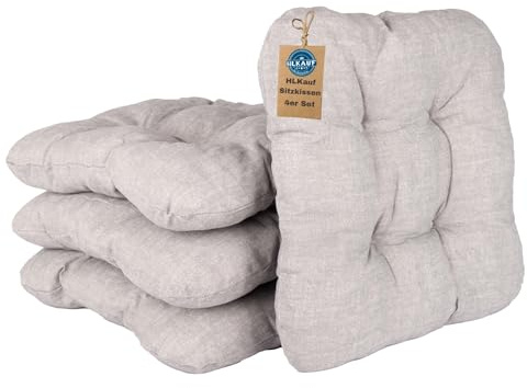 HLKauf 8er Set Grau Sitzkissen 36x36x6 cm | weiche Kissen | Für Garten, Camping, Gastronomie oder Bistro | Oeko-Tex und Made in EU