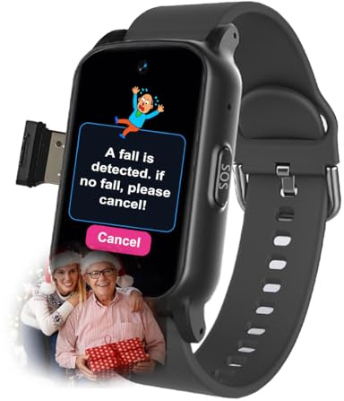 VCYEX Reloj Localizador Personas Mayores, Detección De Caídas Smartband, Llamada De Voz HD Localizador Personas Mayores Reloj para Personas MayoresBlack,1.25 * 0.57 * 2.22inch