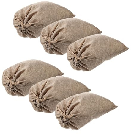 GLEAVI 6 pezzi Sacchetti in Juta Riutilizzabili Borsa Traspirante in Lino per Verdure Sacco Naturale con Coulisse Borsa Ecologica per Conservazione Patate e Ortaggi