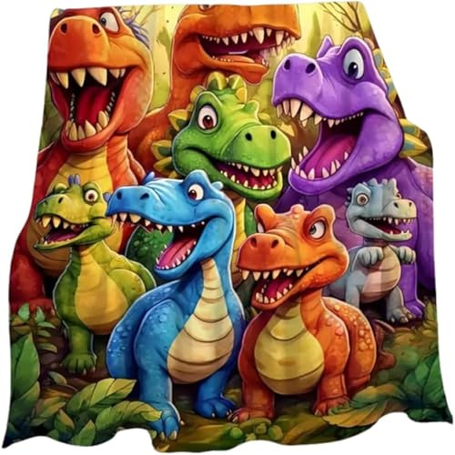 Soft Funny Throw Blanket Cute Smiling Dinosaurs HD Digital Print FlannelοΌSoft Flannel Blanket with Funny Smiling Dinosaurs,for Kids Home Bedroom & Couch Bed Decor (30 * 40in)