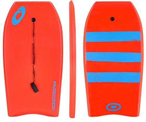 Osprey Bodyboard XPE Stripe, Blockstreifen, mit Leine, XPE-Board, Crescent-Tail, Uni, XPE Stripe, rot