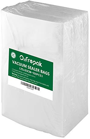 O2frepak 100 Count 25X33cm Textured Vacuum Sealer Bags for Food,BPA Free and Heavy Duty Embossed Vacuum Seal Food Sealer Bags,Great for Sous Vide Vaccume Sealer PreCut Bag