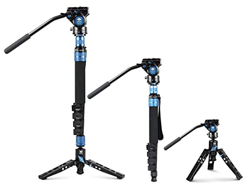 SIRUI P-325FS Camera Monopod for Photography, 148cm Carbon Fibre Camera Monopod with Removable Tripod Stand Base, Travel Monopod with VA-5 Fluid Head for DSLR Camera, Video Camcorder, Max Load 10kg
