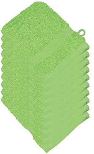Miamar 10 er Set Waschhandschuh 15 x 21 cm weich saugstark in 15 Farben erhätlich 500g/m² 100% Baumwolle Öko-Tex Apfelgrün
