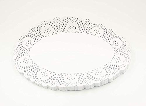Selecto Bake Lot de 100 napperons blancs en papier rectangulaire dentelé pour emballage de gâteaux, serviettes, articles de table et décoration de mariage Blanc 26,5 cm