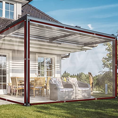 QOFLY 2x4m Abdeckplane Transparent Durchsichtig Plane Mit öSen | Zeltplane Wasserdicht Folie Balkon Abdeckung Gewebeplane StrapazierfäHige Wetterfeste Mehrzweck Autoplanen