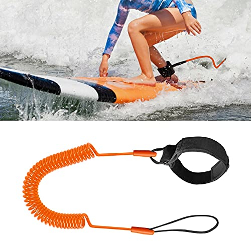 URCheers Surfboard Leash TPU Surf Leine, 80cm Surf Leash Einziehbares Surfboard Leash mit Fußschlaufe Klettverschluss für Stand up Paddle Board Surfboard (orange)