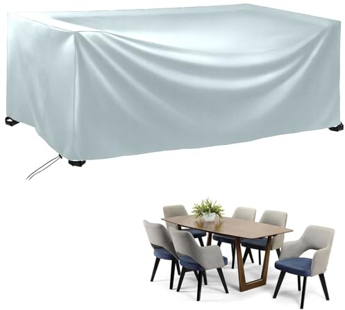 CJFBDY Coperture per Mobili da Giardino 60x60x60cm Copritavolo Esterno Impermeabile Tessuto 420D Oxford Telo Copri Tavoli da Terrazza Rettangolari, Impermeabile, Anti-UV, Antivento