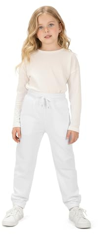 NATUST Pantalon de Jogging pour garçons et Filles Taille élastique Pantalon de survêtement Blanc 9-10 Ans