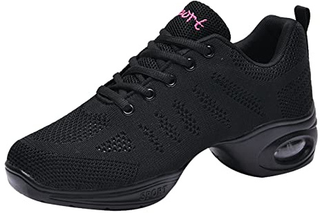 Scarpe jazz, da donna, con suola divisa, per danza moderna, con piattaforma, Nero 727, 37 EU