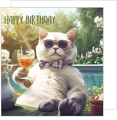 Edition Seidel Tarjeta de cumpleaños cuadrada premium con sobre, tarjeta de felicitación Happy Birthday Billet Tarjeta Hombre Mujer Gato Humor Divertida Fiesta (GQ119)