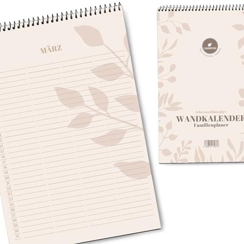 Wandkalender (A4 & Made in Germany) I jahresunabhängiger Terminplaner & Geburtstagskalender für Familien und Paare I Immerwährender Familienplaner (Beige Blätter)
