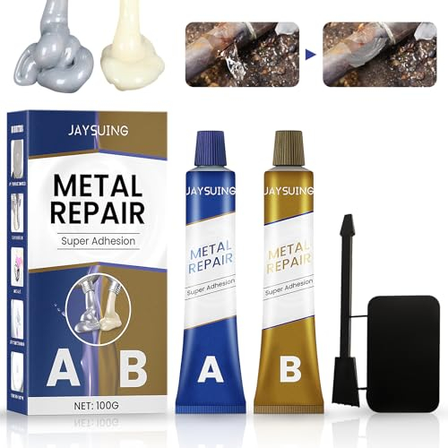 Obidodi 2 Komponenten Kleber für Metall, -55℃-220℃ Metallkleber Hitzebeständig, 100g Wasserfester Aluminium Kleber Extra Stark, Klebstoff für Metall Schnelle Reparatur