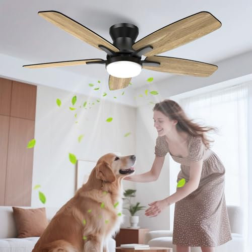 Airwit 106cm Ventilateur Plafond avec Lumiere Double Face Pale, Silencieux LED Lampe Ventilateur de Plafond avec Telecommande et Réversible DC Moteur pour Chambre Salon Cuisine