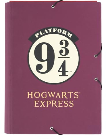 Grupo Erik Cartellina Portadocumenti A4 Harry Potter Binario 9 3/4 - Cartella Portadocumenti Rigida Espandibile a 3 Lembi con Elastico in Cartone | Scuola Cancelleria Harry Potter Gadget