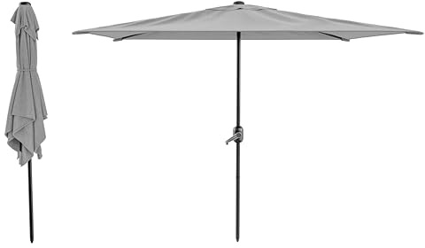 Bricozone Ombrellone da Giardino Rettangolare 3 x 2 m Parasole per Balcone con Air Vent Apertura a Manovella Anti UV Idrorepellente per Terrazzo Mare Spiaggia Piscina Grigio
