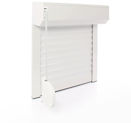 Volet Roulant Manuel Sangle Ajustable en Aluminium h120 x l120 cm- Coloris Blanc- Montage Facile , Pour Fenêtre