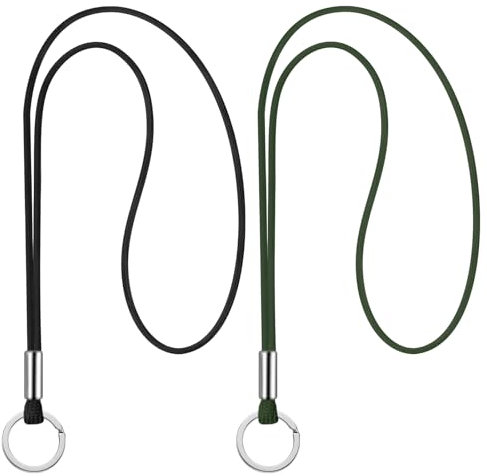 Nezyo 2 Stück Schlüsselband Lang Lanyard Schlüsselanhänger Umhängeband Lanyard Schlüsselband Schlüsselkette Band mit Ring für Schlüssel Ausweis Handy Kamera Lanyard(Schwarz, Armeegrün)