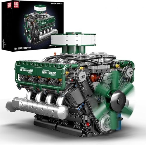 Mould King V8 Engine Building Blocks Set, 2250 PCS Combustion Engine Model Kit That Runs, Mini Engine for Adults with Battery, Engineering Construction STEM Toy for Boys Girls