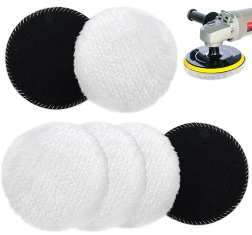 6 Pezzi Kit Lucidatura Auto, 125 mm Tamponi Lucidatura Auto, Tamponi Per Lucidatura, Tamponi Lucidatura in Lana, Disco per Lucidatura Auto, Lucidatura Pad Lana, per Lucidare, Levigare, Ceretta Auto