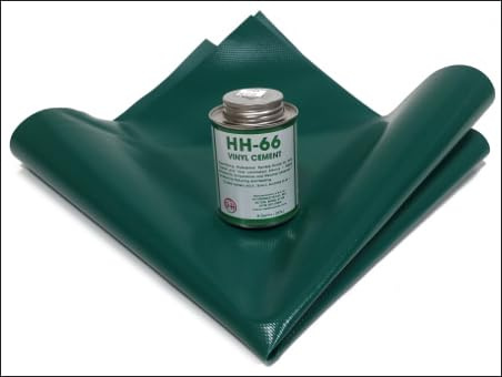 2'x2' Green Vinyl Tarp Patch Kit – Includes 8 oz HH-66 Vinyl Cement – Made in USA – Heavy Duty Repair Kit for Tarps, Bounce Houses, Tents, Inflatables, Pool Liners, Boat Covers