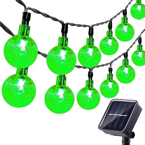 Genérico Lámparas solares, lámparas solares de bola de cristal de 7 metros 50led, lámparas de hadas de 8 modos, decoración jardines, patios, festivales, bodas (Verde, Balón 1,8)