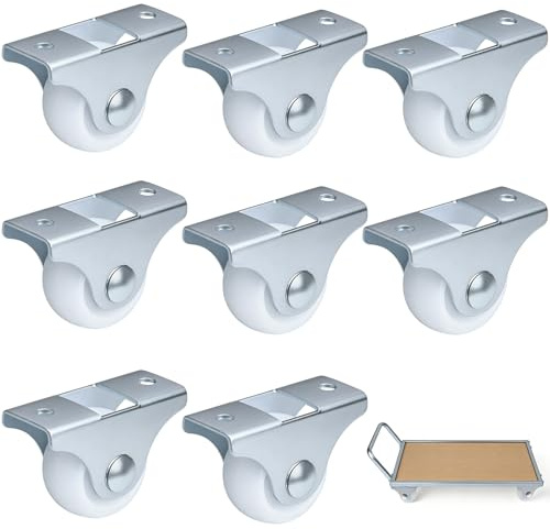 8 Rotelle per Mobili da 25 mm - Rotelle Fisse Non Girevoli in PP Ispessito - Set con Viti per Pallet, Scatole e Carrelli