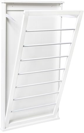 Honey-Can-Do The Perfect Wall Mounted Clothes Rack with Drying Rod and Drying Rack, A Space-Saving, Efficient Solution for Drying Clothes at Home, Keeping Your Laundry Organized and Your Space Neat