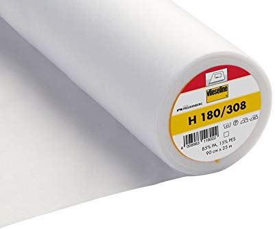 Vlieseline H180 Entoilage pour Fer à repasser - Très Doux, Poids Léger H180 - 1M x 90cm blanc