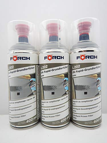 Förch 2K EPOXY L202 Lot de 3 bombes de peinture en spray pour peinture époxy Gris 400 ml (3)