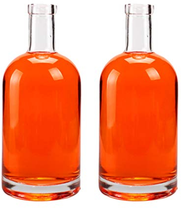 HEMOTON 2Pcs Thick Bottomed Wine Bottle 375Ml Clear Glass Decanter for Vodka Whiskey Beverages and Home Bar Use