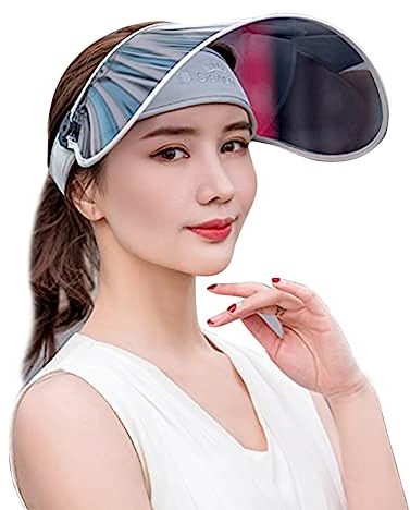 Casquette Visière Femme Chapeau de Soleil Eté Anti-UV Réglable Chapeau Pare-Soleil Large Bord Lentille de Protection UV UPF 50 Chapeau de Moto Vélo Cyclisme Visière de Golf Sport Extérieur