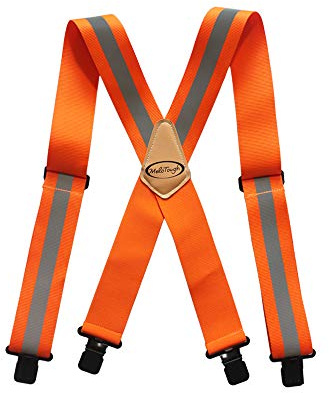MELOTOUGH Tirantes para hombre de 5 cm de ancho, ajustables y elásticos, en forma de X con clips muy fuertes, resistentes, Reflectante naranja, 5 cm x 110 cm x 5 mm