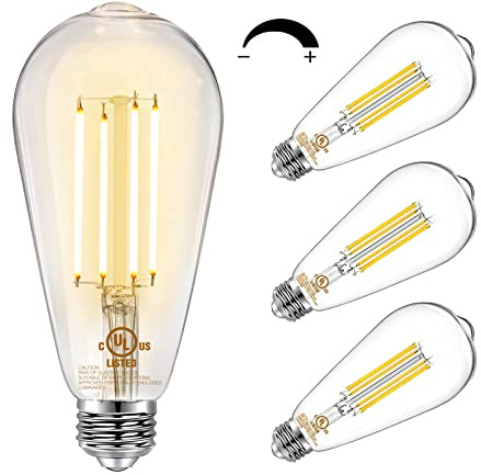 DAYBETTER 4 Pack Vintage LED Edison Bulbs, E26 Led Bulb 60W Equivalent, Dimmable Led Light Bulbs, High Brightness 800 LM Warm White 2700K, ST58 Antique LED Filament Bulbs, Clear Glass Style for Home