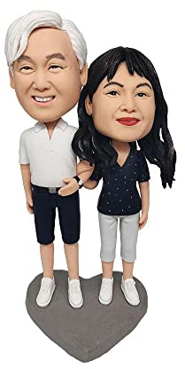 mydedor Figurine à tête branlante d'un Couple Adorable Lors de l'anniversaire, Cadeau sculpté à la Main pour Couple