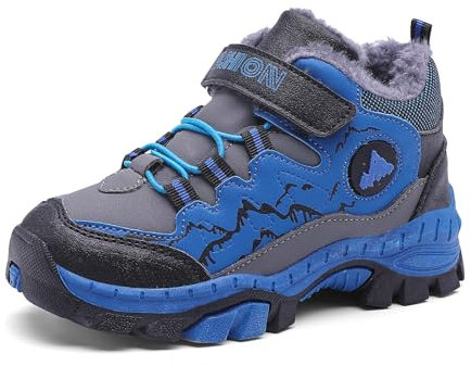 Qciplr Enfant Bottes d'hiverBottes de NeigeChaude Bottes Neige Antidérapantes Montagne Trekking ChaussuresChaussures de Plein bleu 36EU