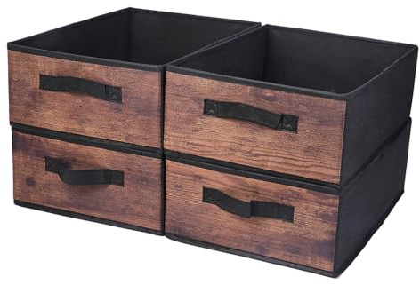 BOMKEE Set di 4 Scatole Portaoggetti,Contenitori Pieghevoli per Vestiti, Organizer Portaoggetti per Camera da Letto, Soggiorno (39*29*20cm-MZWL-L02)