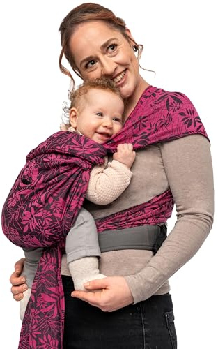 manduca Twist Baby Carrier - Lightweight and Simple Baby Carrier with Kangaroo Pocket and Soft Belly Strap - for Newborns from Birth up to 15 kg - Organic Cotton, Botanic Pink