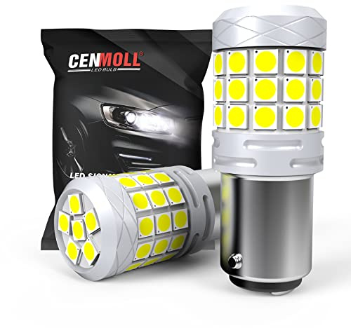 Cenmoll 1157 380 P21/5W BAY15D Bombilla LED blanca, superbrillante 40W 2000LM 12V-24V Canbus sin errores P21/5W BAY15D Bombillas de coche para luz trasera de freno de marcha atrás, 2PCS