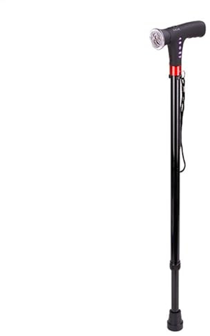 Bastón Plegable | Bastón - Luces Y Alarma Con Luz De Bastón | Bastón De Senderismo Ajustable Y Ligero Para Hombres Y Mujeres Con Alarma, Radio Con Luz Led, Bastón Ajustable, Plegable Para Caminar