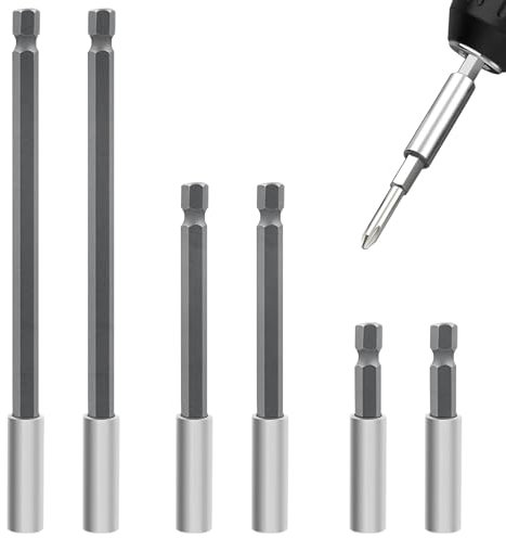 6pcs 1/4 Vástago Hexagonal Magnéticas, 50/100/150mm Taladro Portapuntas Destornillador Vástago Magnético Soporte Extensión Destornilladores Brocas Y Puntas Alargador Puntas Atornillador Titulares