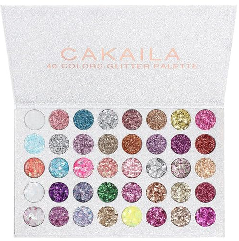 OCHILIMA 40 Colors Glitter Sparkle Eyeshadow Makeup Palette Pallets For Women Girls Black White Glitter Chunky Eyeshadow Pressed Powder Pink Shimmer Glue Gel Eyeshadow