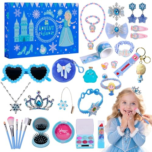 Calendario Adviento Niña, Cuenta Atrás con 24 Días de Sorpresas, Regalos de para Niñas Incluye Juguetes cosméticos y Accesorios para el Pelo
