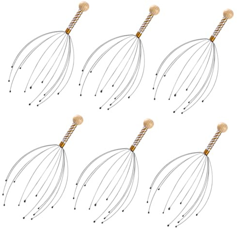 CLISPEED 6 piezas Masajeador de Cabeza Forma de Pulpo con Puntas de Vinilo Suave para Relajación Estimula Circulación y Tensión Muscular Uso Ergonómico Color Aleatorio Color Aleatorio